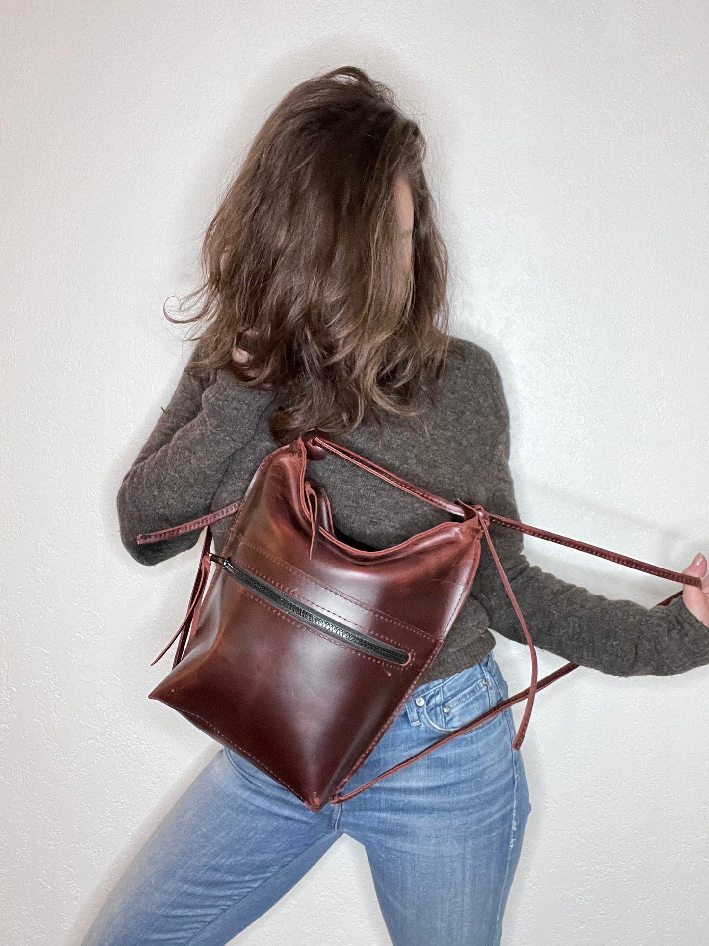 The Jack Bag in Mahogany Brown Chrome Tan Leather