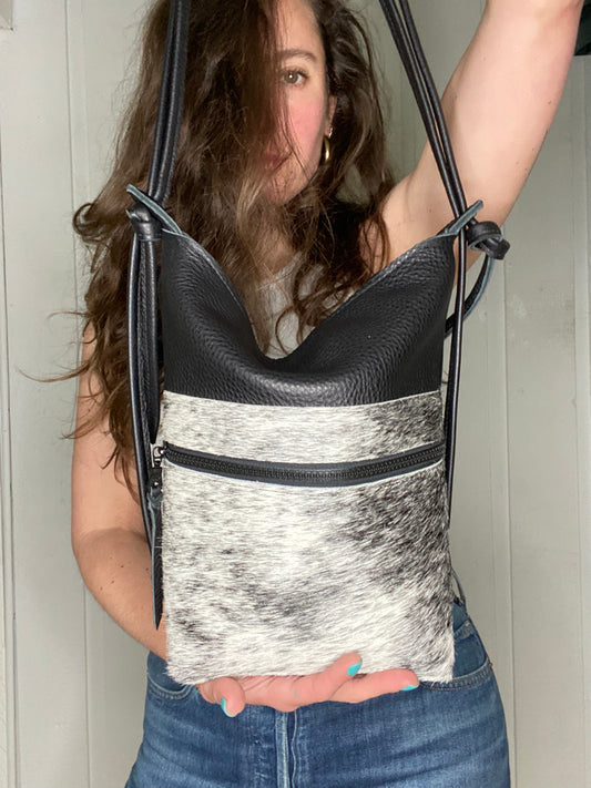The Jack Bag in Black + Speckled Hair on Hide