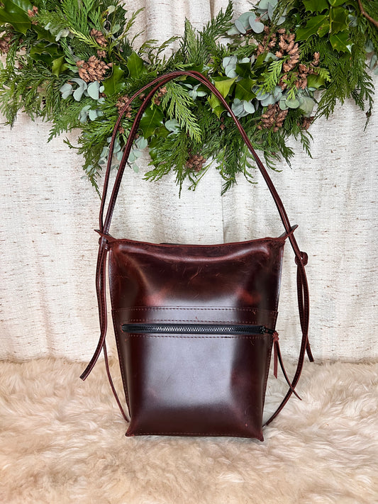 The Jack Bag in Mahogany Brown Chrome Tan Leather